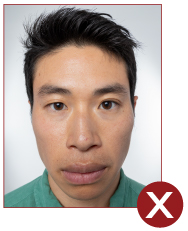 Image of unacceptable passport photo, distortion of image