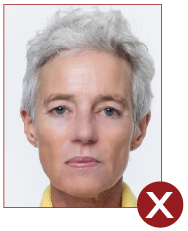 Image of unacceptable passport photo, photo retouching skin smoothing