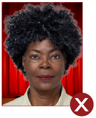 Image of unacceptable passport photo, not plain background