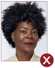Image of unacceptable passport photo, head turned to side
