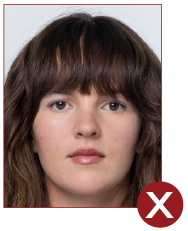 Image of unacceptable passport photo, hair covering eyes